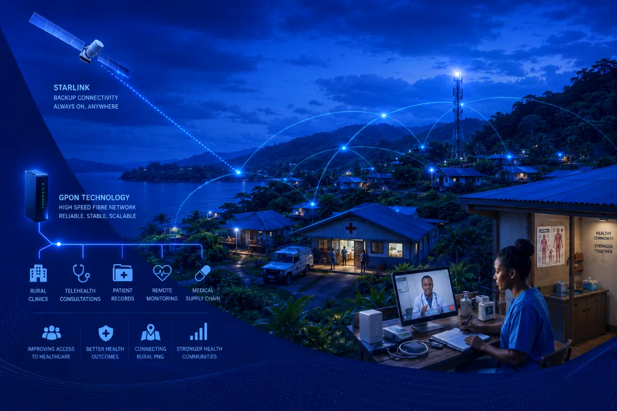 Rural PNG clinic using telehealth over WISP and Starlink connectivity